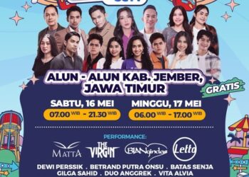 Karnaval SCTV Sambangi Jember 16-17 Mei 2026, Ada Dewi Persik, Letto, The Virgin hingga Gilga Sahid.