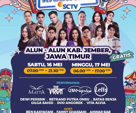 Karnaval SCTV Sambangi Jember 16-17 Mei 2026, Ada Dewi Persik, Letto, The Virgin hingga Gilga Sahid.