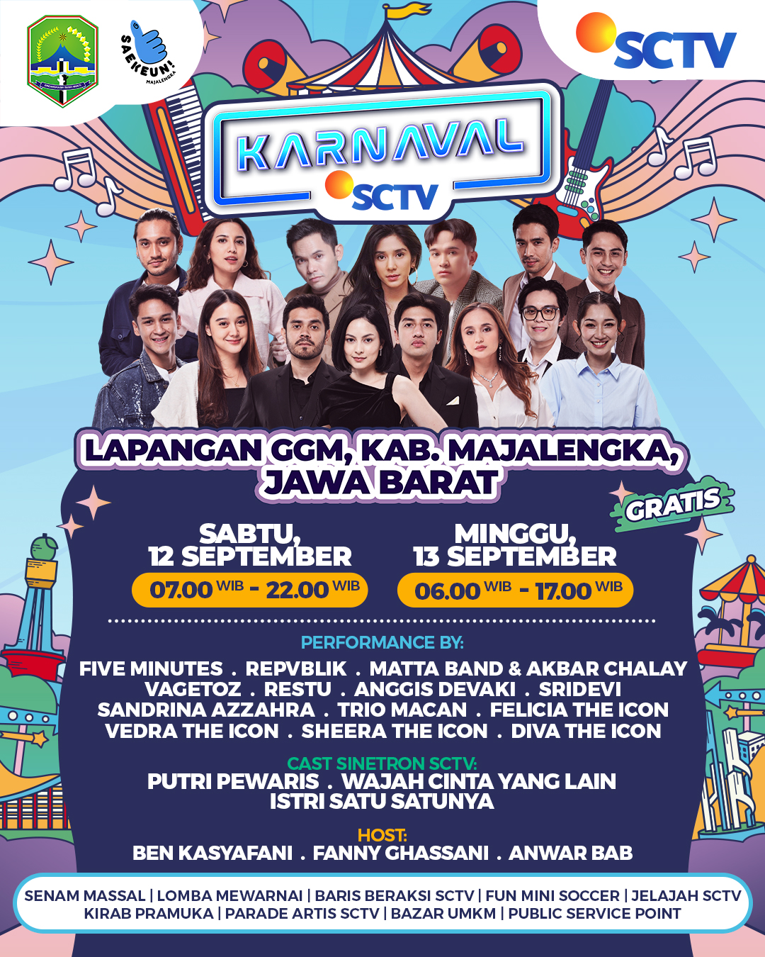 Karnaval SCTV di Majalengka Akhir Pekan Ini, Ada Repvblik, Felicia, hingga Five Minutes